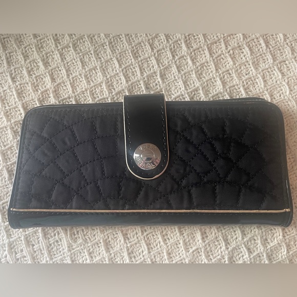 Vera Bradley Black Quilted Tab Wallet with Silver Accent - Picture 1 of 5